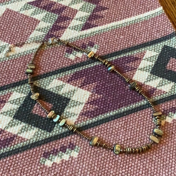 Silpada necklace - abalone and brass beads.  Measures 16.5” with a 2” extender. - Picture 3 of 3